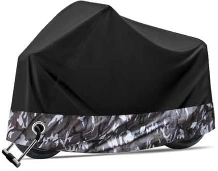 AMAIR Motorradabdeckung für BMW R 1200 1250 GS LC R1200GS ADV R1250GS,Outdoor Motorradplane Staubschutz-elastischer Motorrad Garage Plane,A/BlackCamouflage-XXXL