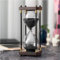 ELAINESTORE Hourglass Timer 60 Minute, Metal Wooden Frame Decorative Sand Timer (Black Sand, Large Size)