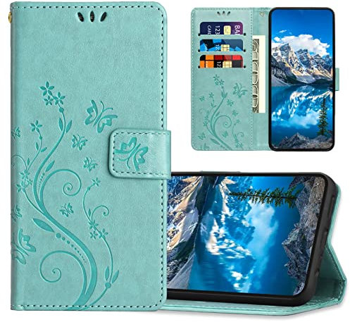 Hülle für Oppo A53 / Oppo A53s, PU Leder Handyhülle, Klappbar Prägung Brieftasche Stoßfeste Schutzhülle Kompatibel mit Oppo A53 / Oppo A53s, Grün