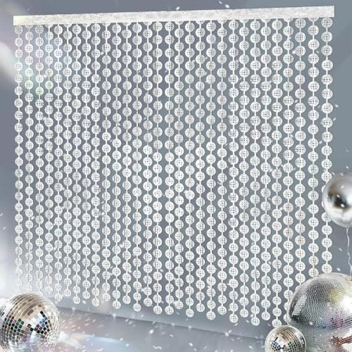 Disco Party Deko, 2 Stück Glitzer Diskokugel Party Vorhänge, 80er Disco Glitzervorhang, Disco Kugel Requisiten für Fotokabinen, Discokugeln Lametta Vorhang für Geburtstag Hochzeitsfoto Hintergrund