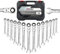14PCS Flexible Ratchet Spanner Set,Ratcheting Combination Wrench Set with Carry Case, Metric, 6mm to 19mm,72-Teeth, 5° Swing Arc for Car Repairing Industrial Maintenance