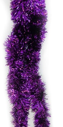 Trimming Shop 2 m lange lila Weihnachts-Lametta-Girlande, glänzend, metallisch, feine Folie, gedrehte Weihnachtsbaumgirlande für festliche Partys, Feiertage, Innen- und Außenbereich, hängende