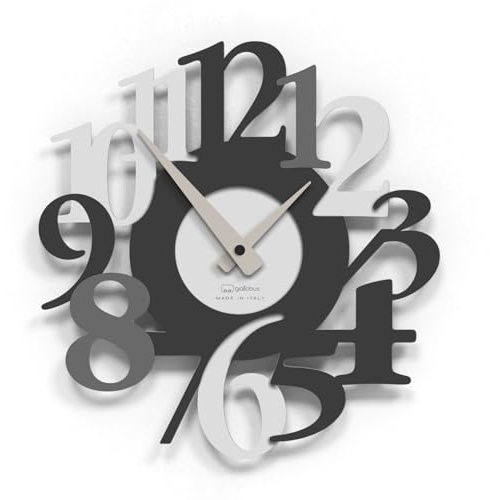 Giallobus - Premium-Uhr - Carved - MDF-Holz - Premium 45x45cm - 08 - Ash - Italienisches Handwerk – geräuschlos – Geschenkidee – modern
