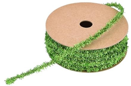 GreatRise 10 Yard Metallisch Lametta Girlande Weihnachtsgirlande Dünne Glitzer Dekoband Metallisch Glitzerlametta Bastelband für Weihnachtsbaum Hochzeit Geburtstag Dekorationen Zubehör Grün