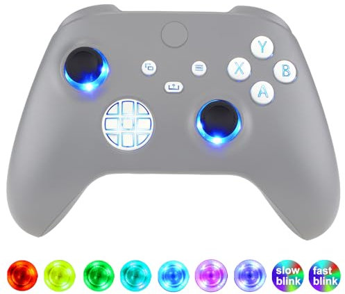 eXtremeRate Multicolori Tasti Luminosi Ricambio per Xbox Series X S Controller,Dpad Analogici Pulsanti DTF V2 LED Kit per Xbox Series X S Joystick Model 1914(Senza Controller)-Bianco