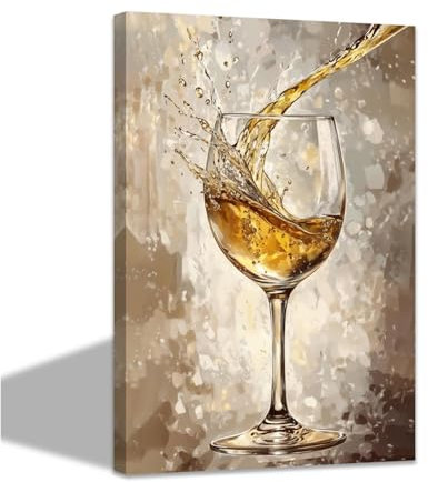CCWACPP Wein Leinwandbilder für Küche Weinbecher Gemälde Wein Leinwanddrucke Wein Wanddekoration für Esszimmer Restaurant Bar Büro mit Rahmen (30.00 x 45.00 cms)