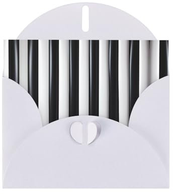 WHJSHOP Grußkarte mit schwarz-weißem Streifendruck, Premium-Perlglanz-Papier, doppelseitig, Perlglanz, Liebesschnalle, Papierumschlag