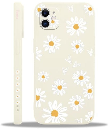 Yoedge Handyhülle für iPhone 12 Hülle, Aesthetic Blumen Daisy Herz Muster Niedlich Design Mädchen Frauen Cover, Weich Silikon Stoßfest Bumper Case Kratzfest Schutzhülle für iPhone12 6,1,Heart