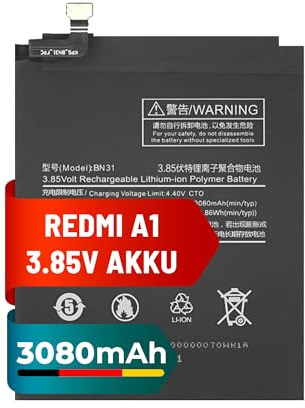 Mpsmobile® Akku für Mi A1(Mi 5X) / Redmi A1 / S2 / Note 5A | 3080mAh | Ersatzakku für Mi A1