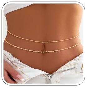 ZOERAY 2 Pcs Catena a Pancia in Paillettes per Donna Cintura Oro 18K Body Belly Chain a Strati Waist Beads Spiaggia Collana Estate con Serpente Regolagile Bikini Corpo Gioiello per Donna Ragazze