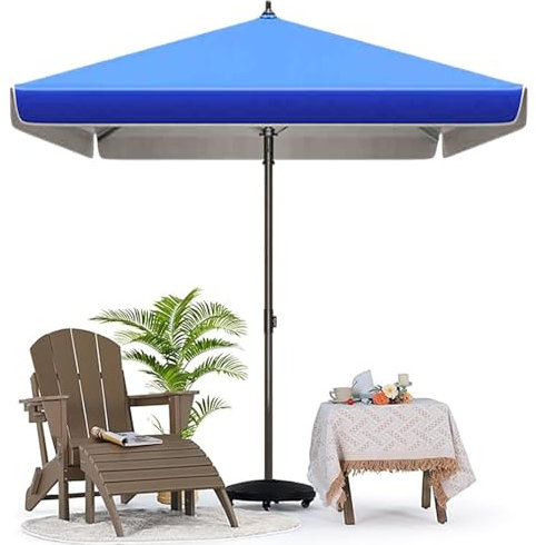 Rechteckiger Gerader Sonnenschirm 2x2m 1.8x2.2m Balkonschirm Marktschirm Gartenschirm Terrassenschirm Marktschirm Tischschirm Ampelschirm Sonnenschutzschirm Wasserdicht Windfest(Blue,1.8x2.2m/6x7.2ft)