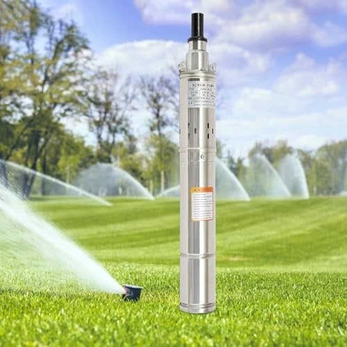 Tiefbrunnenpumpe 0.33HP/0.25KW – Wasserpumpe mit Fördermenge 1600 l/h, 2850r/min – Max. Förderhöhe 80m, IP68 für Pumpe, Edelstahlpumpe