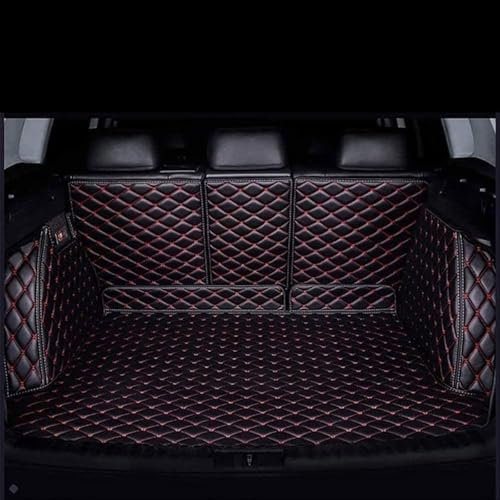 WPNCIMDA Alfombrilla Maletero Coche De Cuero para Dacia Duster 2018-2023, Protector De Bandeja para Accesorios De Auto Cobertura Completa Impermeable Antideslizante, Black-Red