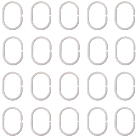 Duschvorhangringe, 20 Pcs Kunststoff Duschvorhang Haken, Ringe für Duschvorhang in C-Form, Vorhang Aufhängeringe