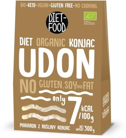 Bio Shirataki Konjac Udon Nudeln 385 g – Kalorienarm, Glutenfrei, Vegan – aus Konjakwurzel, reich an Ballaststoffen DIET-FOOD