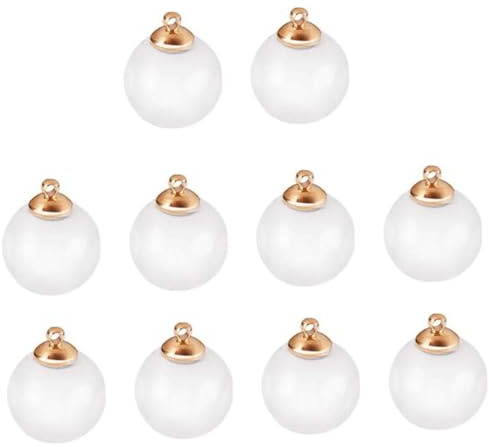 OFFIGAM 10 Stück Transparente Kunststoff Anhänger für Schmuckherstellung 8mm Kleiner Kugeln mit Goldfarbenem Aufhänger für Selbstgemacht Bastelarbeiten und Schneekugeln