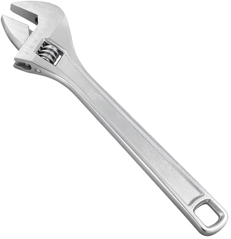 MANCHAP 15 inch Adjustable Spanner, 45mm Large Jaw Capacity, 375mm Metal Wrench for DIY Home Repair Tool