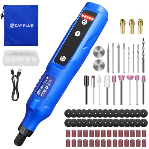 Akku Rotationswerkzeug Set 3.7V mit 80 Zubehör, 5-stufiges Mini Multitool zum Gravieren, Schleifen, Polieren & Bohren, USB-C Ladung 18000 RPM mit LED-Licht und 1,5 Ah Lithium-Ionen-Akku