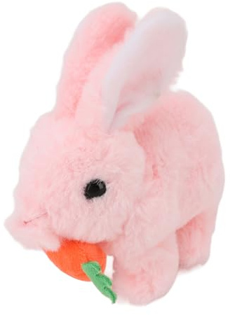 SUNGOOYUE Realistischer Elektronischer Springender Hase, Interaktives Plüschtier, Osterhase (PINK)