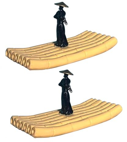 Rafts flottants miniatures fabriqués à la main en bambou pour aquariums décoratifs et de bureau - Accessoire de poisson