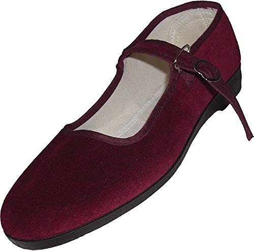 Ballerines en velours, Tailles 33-42, Différents coloris disponibles. - Rouge - bordeaux, 33 EU