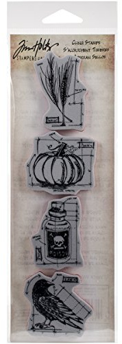 Stampers Anonymous Tim Holtz Mini Blueprints Strip Cling Rubber Stamps, 3 by 10, Halloween #2