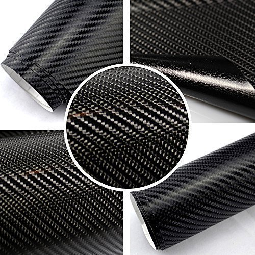TipTopCarbon 8,55€/m² Autofolie 4D Carbon Schwarz 152cm breit BLASENFREI mit Luftkanäle 3D Flex Selbstklebende Folie Auto folierung