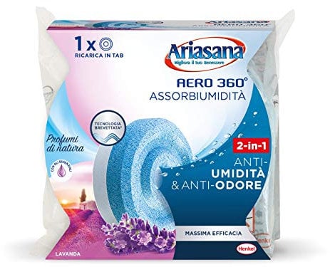 Ariasana Aero 360° Ricarica TAB Lavanda per dispositivo Aero 360° kit, assorbi umidità in Tab profumata rilassante, elimina i cattivi odori, aromaterapia, 1 TAB da 450g