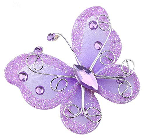 24pcs Ornamenti di Farfalla Materiali Fatti a Mano di Natale Filo di Maglia Glitter Farfalla Festa di Nozze Abbigliamento Albero Decorazione della Parete Forniture Fai da Te(Purple)