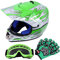 Samger DOT Jugend Kinder Off Road Helm Motocross Helm Dirt Bike ATV Motorradhelm Handschuhe+Brille(L,Grün)