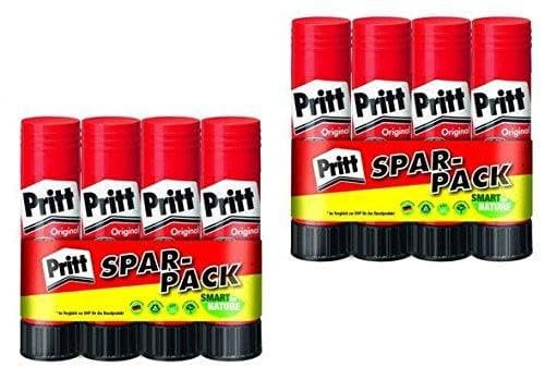 Pritt Klebestift, transparent, auswaschbar, ablösbar, ohne Lösungsmittel, (8 Stück, 22g)