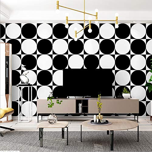 Papier Peint Géométrique Noir Et Blanc De Salon De Salle À Manger De Chambre À Coucher De Papier Peint Pvc10M * 0.53M