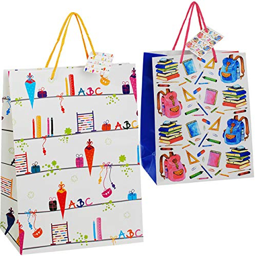 alles-meine.de GmbH 5 Stück Geschenkbeutel/Geschenktasche - Schulanfang - Einschulung - Prüfung MITTEL - 24 cm ! Geschenktüte/Geschenkverpackung - Verpackung - Tüte Beute..
