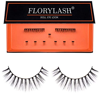 FLORYLASH® | Doll Eye Look - Magnetische Wimpern 3 Magnete Natürlich Magnetic Fake Lashes ohne Eyeliner 3D Volumen Set Wiederverwendbar (Größe M, 28 mm breit)