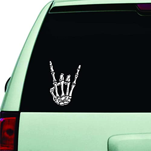 Rock on Skelett Hand Aufkleber, Rock N Roll Geste Abziehbild, Mental Horns Aufkleber für Auto LKW Jeep Fenster