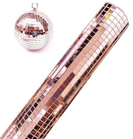 3000 Pieces 5mm by 5mm Rose Gold Mirrors Mosaic Tiles Disco Ball Mirror Tiles Self-Adhesive Real Square Glass Mirror Tiles Sticker for Craft DIY Glass Tiles Decorations Making