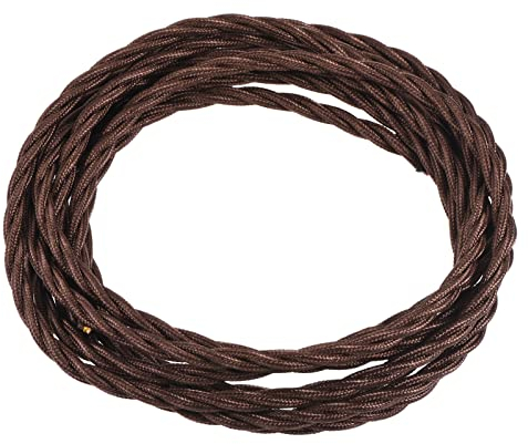 YOKIVE Filo Intrecciato Rivestito, 3 Cavo Anima con Stile Vintage Cavo Elettrico Sostitutivo, Ottimo per Casa, Barra, Feste, Ristorante (Marrone, 9,8 Piedi)