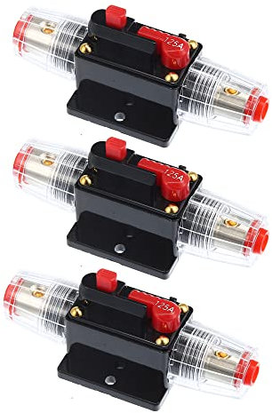 A ABSOPRO Voiture Réinitialiser Disjoncteur Fusible Support 125A DC 12-48V (Paquet de 3)