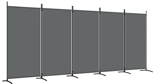 5 Teilig Paravent Stoff Raumteiler Trennwand Balkon Sichtschutz Stellwand Freistehend Faltbar Wand Trennwand Umkleide, Paravent Anthrazit 433x180 cm