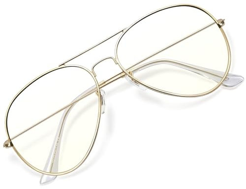 KANASTAL Gold Blue Light Glasses Womens Blue Light Blocking Glasses Mens Metal Frame Anti Glare Filter Bluelight Gaming Computer UV - Gold Frame Clear Lens