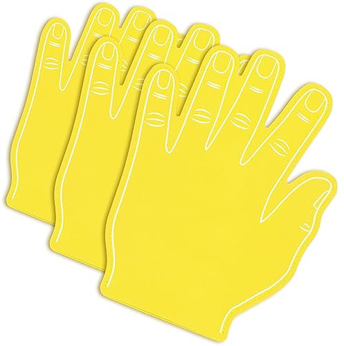 Sotiff 3 Pcs 16 Inches Giant Foam Hand High Five Finger Cheerleading Fan Finger Foam Hand Pompom for Sports Events Games Celebration(Yellow)
