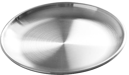BESTonZON 14cm Stainless Steel Serving Plate for Fruit Snacks and Desserts Smooth Edge Tray for Family Gatherings