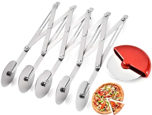 5 Ruedas Cortador de Masa, Corta Pizzas de Acero Inoxidable Ruedas de Masa Acero Inoxidable Cortador Masa Set de Cortador de Pizza para Hornear, Pastelería, Pan