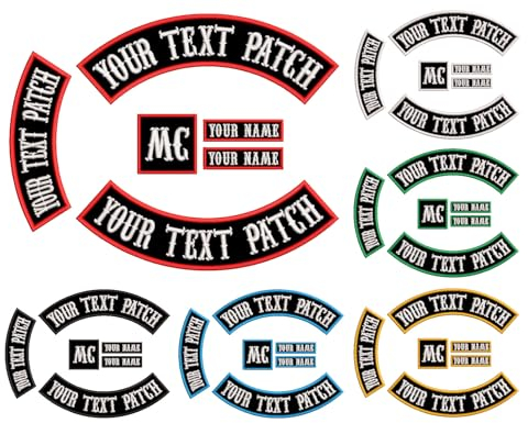 DIYEMB 6 Stück individuell bestickte Biker Patches, personalisierte Stickerei Rocker Patch Fahrer Motorrad Patches für Veteranen Weste oder Jacke (schwarz)
