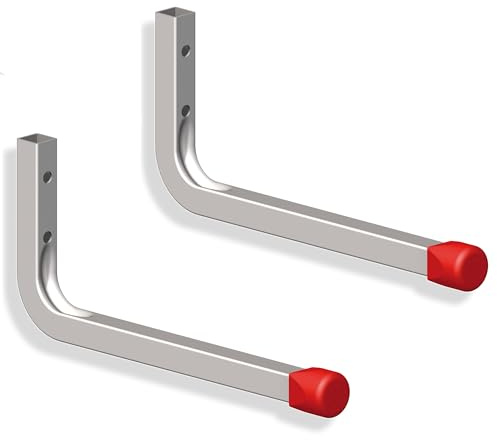 Gedotec Wandhalterung Wandhaken zum Schrauben Stahl verzinkt | LINE | 2 Stk Gerätehaken Länge: 350 x 165 mm inkl. Befestigungsmaterial | Allzweckhaken aus Metall | Wandhalterung Garage | Gerätehaken