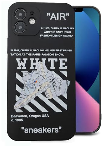 UIOREJXCAS Compatible for iPhone 12 case Basketball Sneaker Pattern Design Slim Soft Silicone Protection with for Cool iPhone 12 Phone Case Black for Men Women Boys Girls 6.1 inch