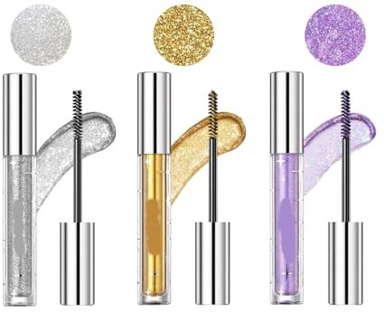 hgerGWW Glitzer Wimperntusche, Glitter Diamond Mascara, Shimmer Mascara, Sparkle Diamond Shining Mascara, Langanhaltend und Wasserfest Mascara für extremes Volumen & Lange Wimpern (3 Stück)