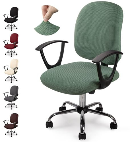 Bezug für Bürostuhl Bürostuhl-Bezug Waschbarer elastischer Sitzbezug Jacquard Computer-Bürostuhl Bezug Universal Stuhl Bezüge Drehstuhl Bezüge Set für Bürostuhl Armlehnen Stuhl (No Stuhl) (Grün,1)-Y