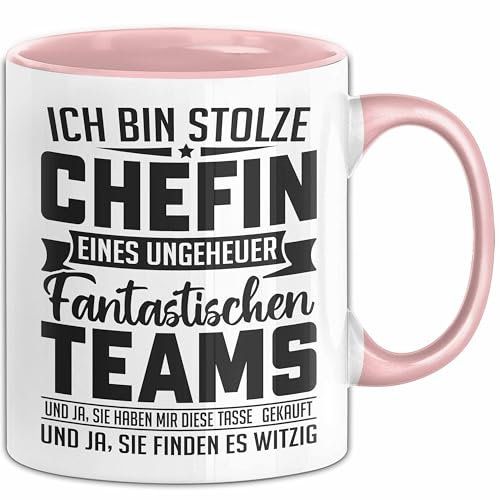 Ich Bin Stolze Chefin Eines Ungeheuer Fantastischen Teams Tasse Geschenk Für Beste Chefin (Rosa)