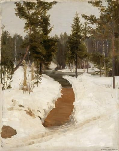MSTECO Ölgemälde Leinwandbilder Bild Kunst Leinwand Malerei Winterlandschaft il'ya repin Ölgemälde Bilderfür Wanddekoration 60x90cm